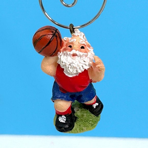 RARE Vintage Santa Claus Playing Basketball Mini 1.5" Christmas Tree Ornament - Picture 1 of 3